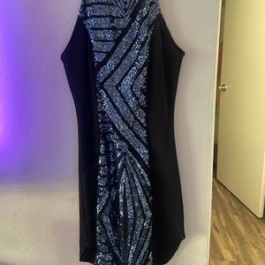 Blue/silver sequin party dress, club dress, New Years dress